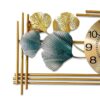 Golden Gingko Leaf Metal Wall Clock For Living Room