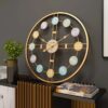 Multicolor Roman Number Metal Wall Clock For Living Room